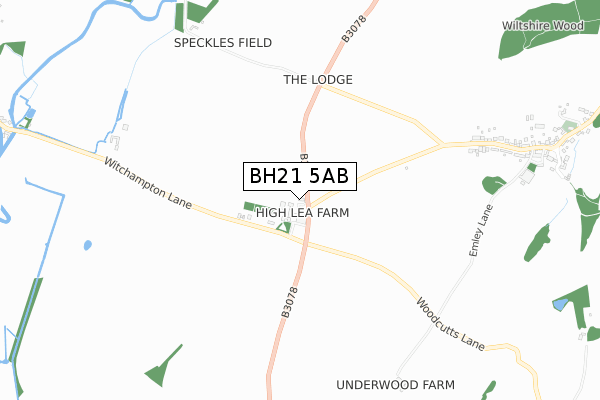 BH21 5AB map - small scale - OS Open Zoomstack (Ordnance Survey)