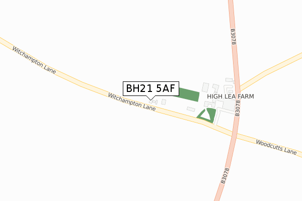 BH21 5AF map - large scale - OS Open Zoomstack (Ordnance Survey)
