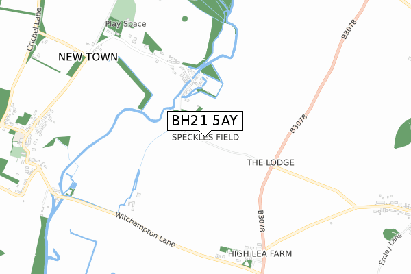 BH21 5AY map - small scale - OS Open Zoomstack (Ordnance Survey)