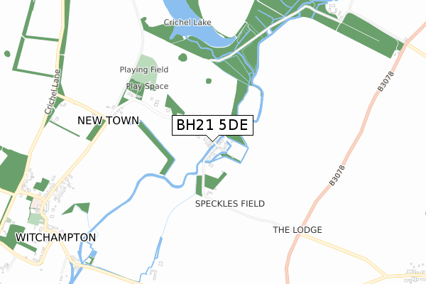 BH21 5DE map - small scale - OS Open Zoomstack (Ordnance Survey)