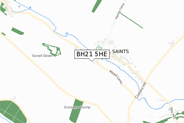 BH21 5HE map - small scale - OS Open Zoomstack (Ordnance Survey)