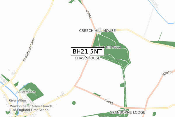 BH21 5NT map - small scale - OS Open Zoomstack (Ordnance Survey)