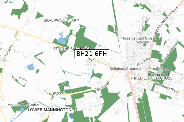 BH21 6FH map - small scale - OS Open Zoomstack (Ordnance Survey)