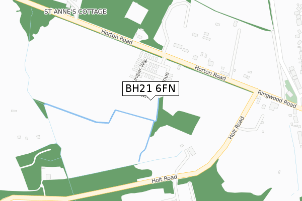 BH21 6FN map - large scale - OS Open Zoomstack (Ordnance Survey)