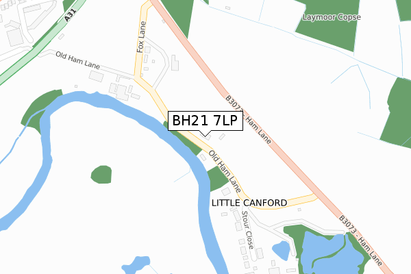 BH21 7LP map - large scale - OS Open Zoomstack (Ordnance Survey)