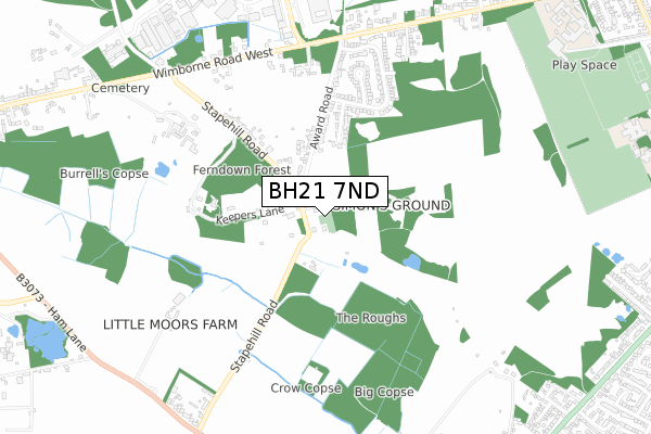 BH21 7ND map - small scale - OS Open Zoomstack (Ordnance Survey)