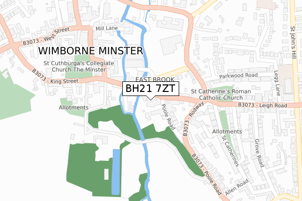 BH21 7ZT map - large scale - OS Open Zoomstack (Ordnance Survey)