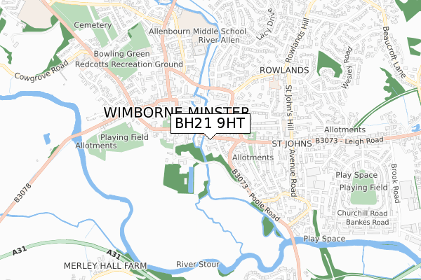 BH21 9HT map - small scale - OS Open Zoomstack (Ordnance Survey)
