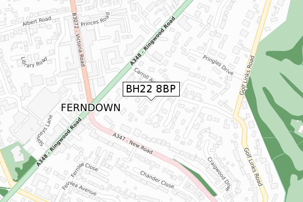 BH22 8BP map - large scale - OS Open Zoomstack (Ordnance Survey)