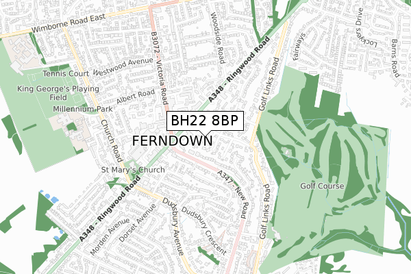 BH22 8BP map - small scale - OS Open Zoomstack (Ordnance Survey)