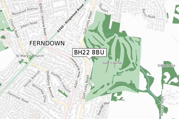 BH22 8BU map - small scale - OS Open Zoomstack (Ordnance Survey)