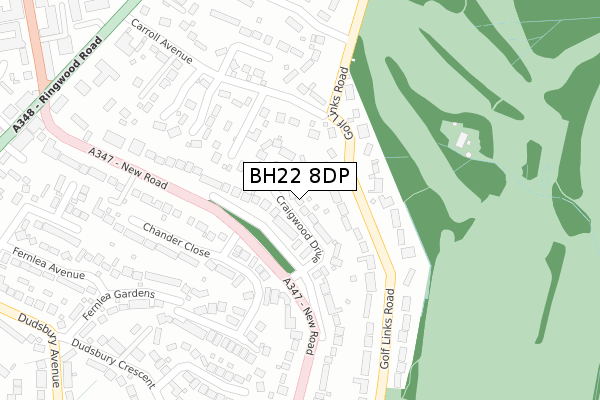 BH22 8DP map - large scale - OS Open Zoomstack (Ordnance Survey)