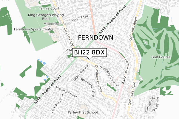 BH22 8DX map - small scale - OS Open Zoomstack (Ordnance Survey)