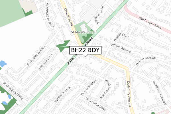 BH22 8DY map - large scale - OS Open Zoomstack (Ordnance Survey)