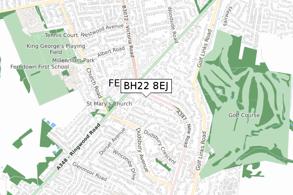 BH22 8EJ map - small scale - OS Open Zoomstack (Ordnance Survey)