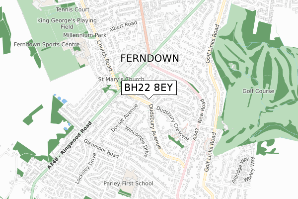 BH22 8EY map - small scale - OS Open Zoomstack (Ordnance Survey)