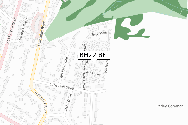 BH22 8FJ map - large scale - OS Open Zoomstack (Ordnance Survey)