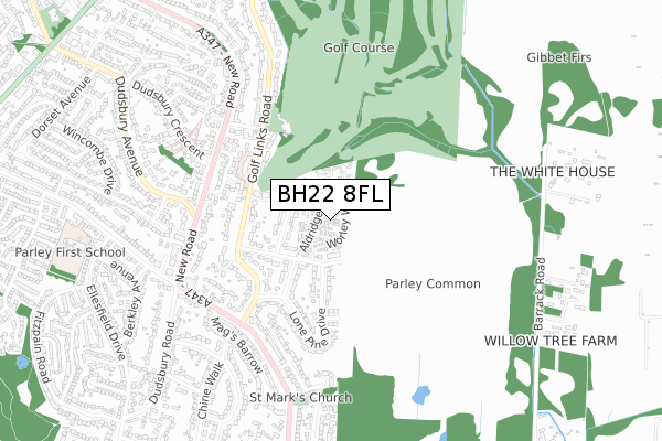 BH22 8FL map - small scale - OS Open Zoomstack (Ordnance Survey)