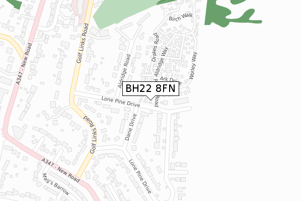 BH22 8FN map - large scale - OS Open Zoomstack (Ordnance Survey)