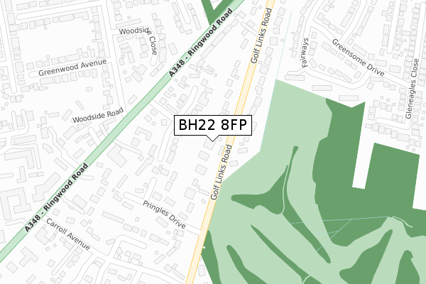 BH22 8FP map - large scale - OS Open Zoomstack (Ordnance Survey)