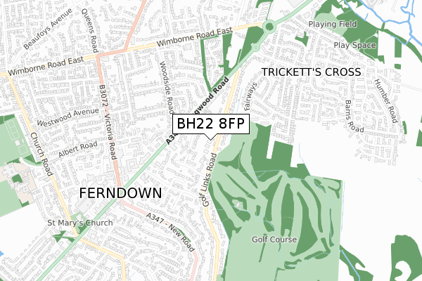 BH22 8FP map - small scale - OS Open Zoomstack (Ordnance Survey)