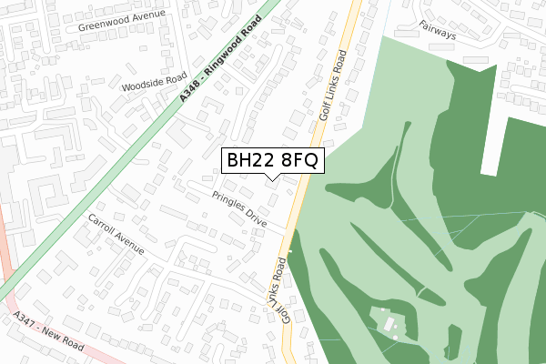 BH22 8FQ map - large scale - OS Open Zoomstack (Ordnance Survey)