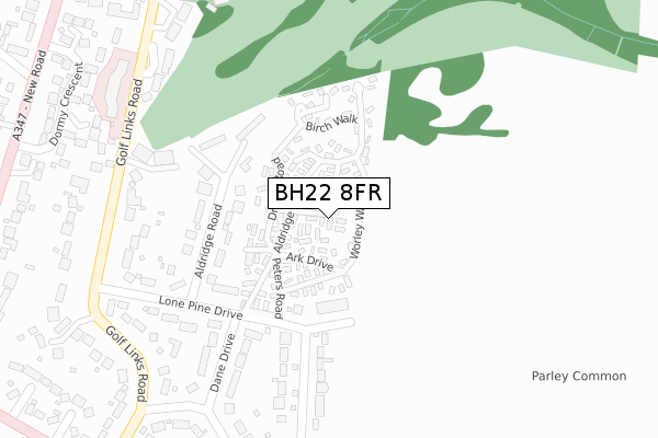 BH22 8FR map - large scale - OS Open Zoomstack (Ordnance Survey)