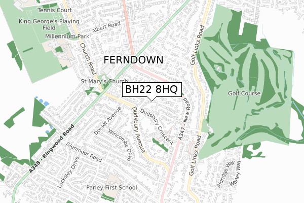 BH22 8HQ map - small scale - OS Open Zoomstack (Ordnance Survey)