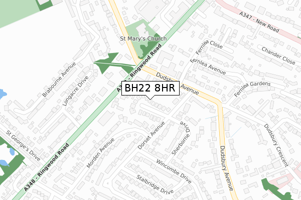 BH22 8HR map - large scale - OS Open Zoomstack (Ordnance Survey)