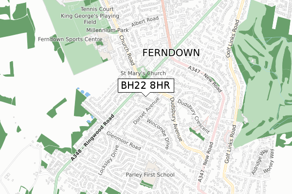 BH22 8HR map - small scale - OS Open Zoomstack (Ordnance Survey)