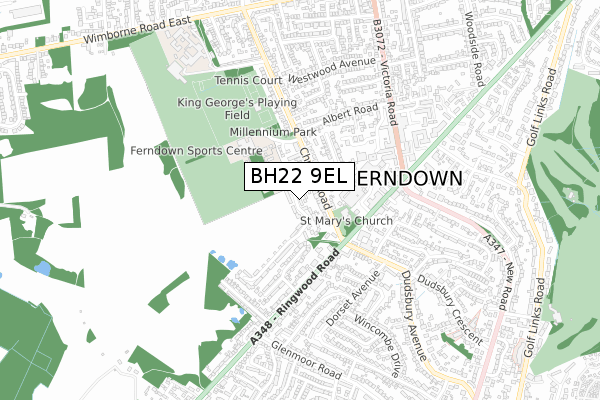 BH22 9EL map - small scale - OS Open Zoomstack (Ordnance Survey)