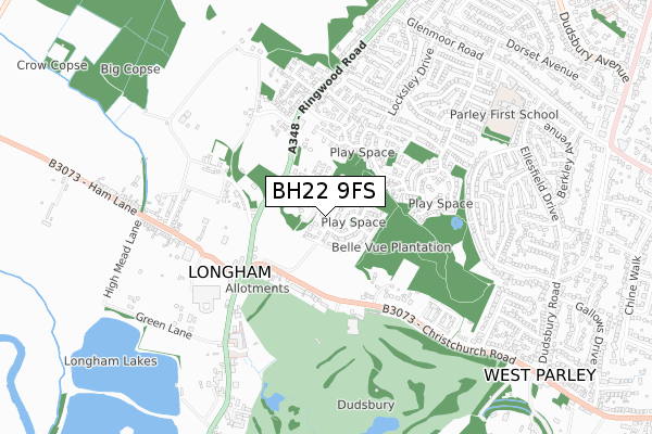 BH22 9FS map - small scale - OS Open Zoomstack (Ordnance Survey)