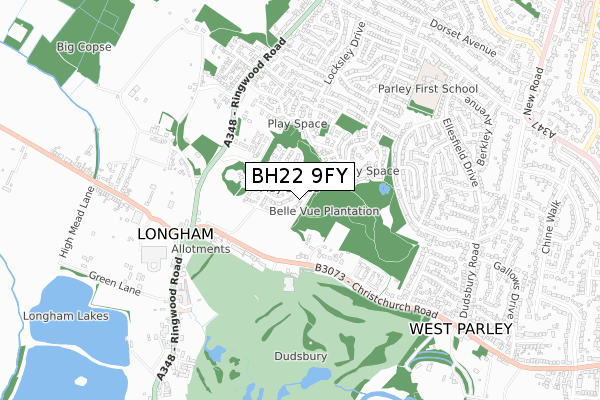BH22 9FY map - small scale - OS Open Zoomstack (Ordnance Survey)