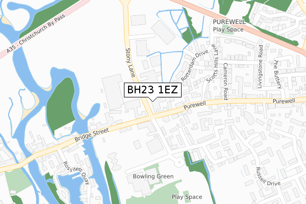 BH23 1EZ map - large scale - OS Open Zoomstack (Ordnance Survey)