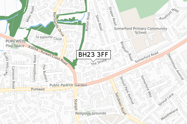 BH23 3FF map - large scale - OS Open Zoomstack (Ordnance Survey)