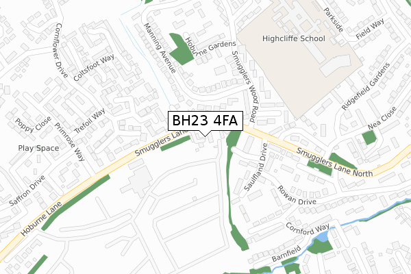 BH23 4FA map - large scale - OS Open Zoomstack (Ordnance Survey)