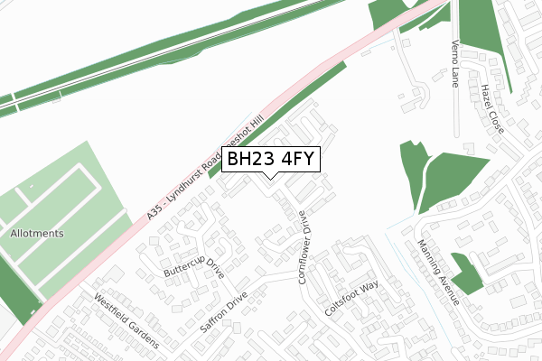 BH23 4FY map - large scale - OS Open Zoomstack (Ordnance Survey)