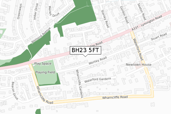 BH23 5FT map - large scale - OS Open Zoomstack (Ordnance Survey)