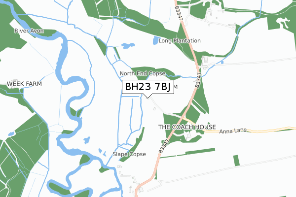 BH23 7BJ map - small scale - OS Open Zoomstack (Ordnance Survey)
