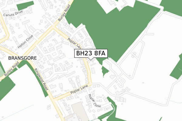 BH23 8FA map - large scale - OS Open Zoomstack (Ordnance Survey)