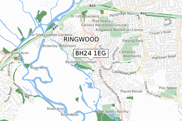 BH24 1EG map - small scale - OS Open Zoomstack (Ordnance Survey)