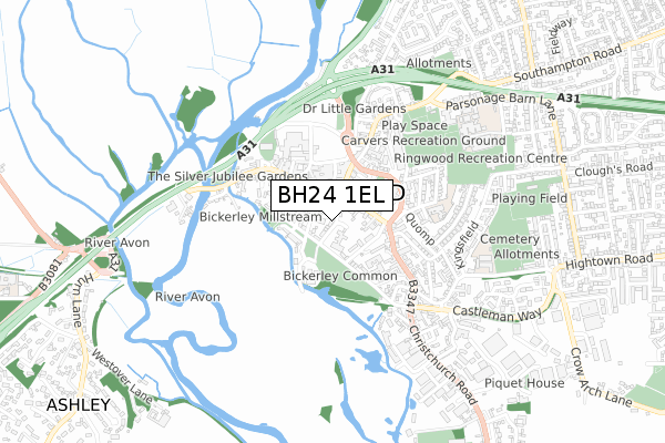 BH24 1EL map - small scale - OS Open Zoomstack (Ordnance Survey)