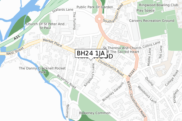 BH24 1JA map - large scale - OS Open Zoomstack (Ordnance Survey)