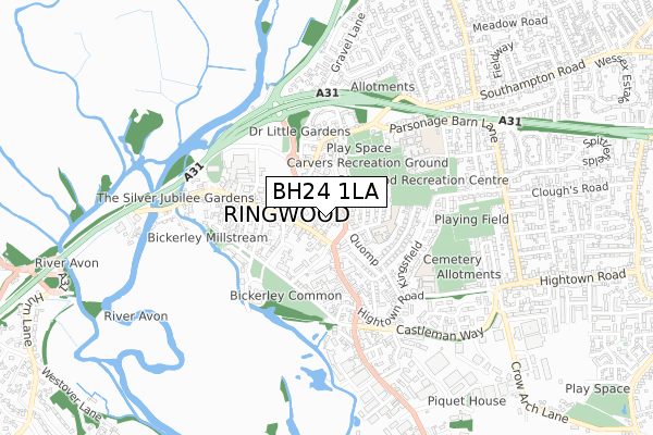 BH24 1LA map - small scale - OS Open Zoomstack (Ordnance Survey)