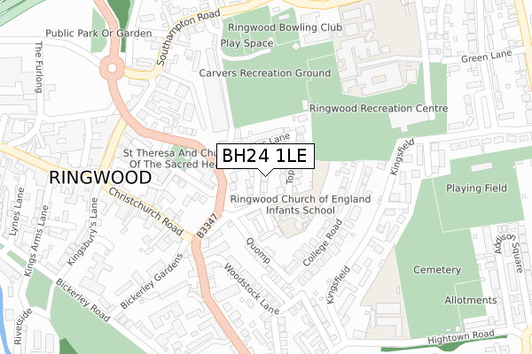 BH24 1LE map - large scale - OS Open Zoomstack (Ordnance Survey)