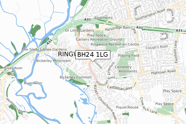 BH24 1LG map - small scale - OS Open Zoomstack (Ordnance Survey)