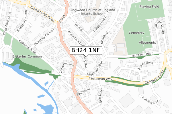 BH24 1NF map - large scale - OS Open Zoomstack (Ordnance Survey)