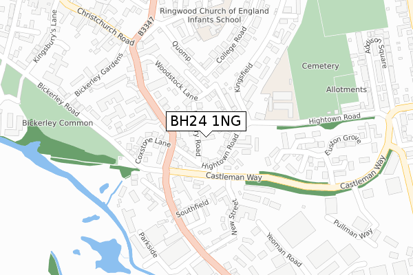 BH24 1NG map - large scale - OS Open Zoomstack (Ordnance Survey)