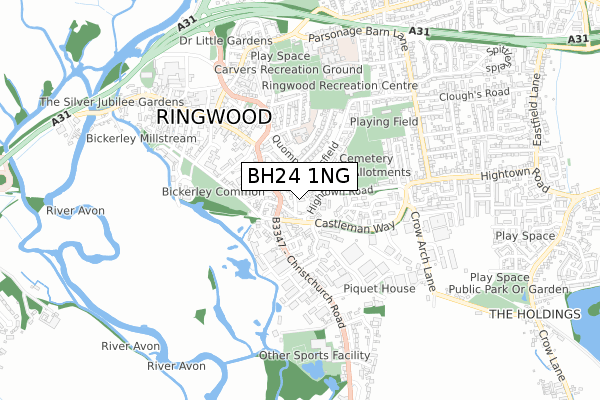 BH24 1NG map - small scale - OS Open Zoomstack (Ordnance Survey)