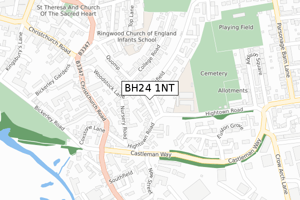 BH24 1NT map - large scale - OS Open Zoomstack (Ordnance Survey)